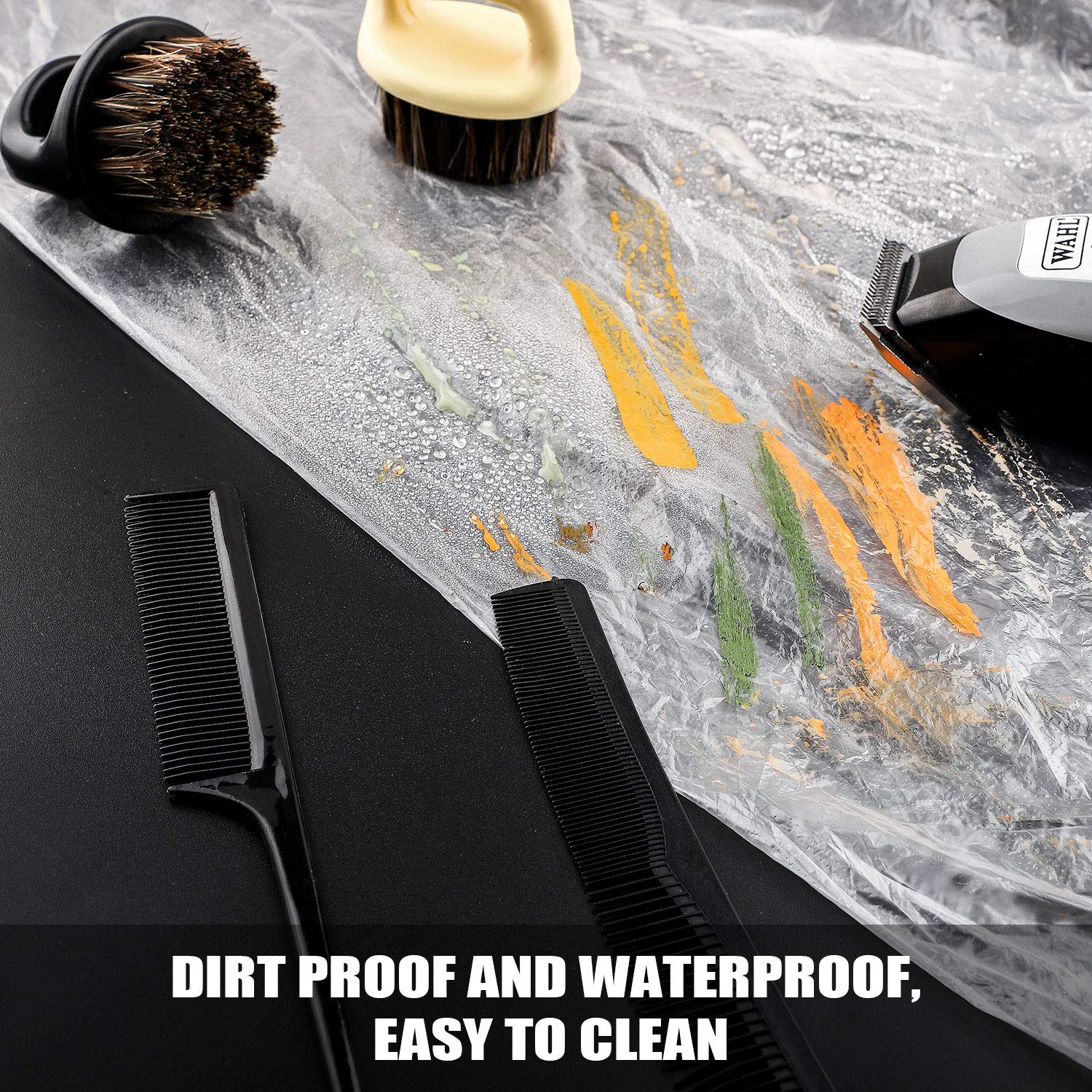 SATINIOR 200 Pcs Disposable Hair Salon Capes Bulk 35.43 x 47.24 Inch Transparent Waterproof Barber Hair Color Dye Cape Hairdresser Shampoo Apron Household Salon Cloak
