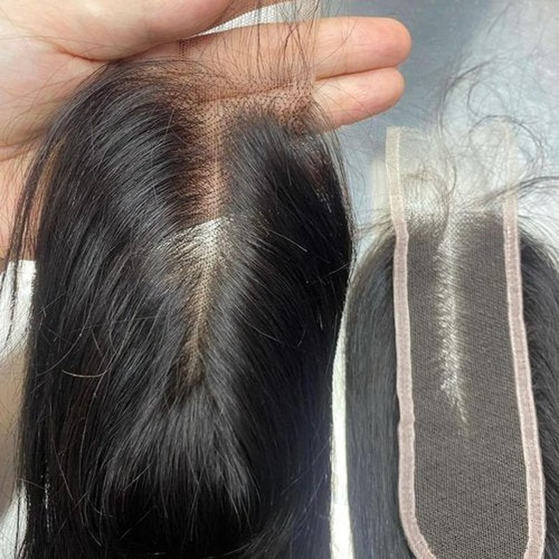2x6 Hd Lace Closure, Middle part Straight Human Hair Closure Invisible Real HD Lace, 14 Inch 2 by 6 Skinlike Lace Frontal Closure Only Bleached Knot Pre-Plucked Natural Hairline Natural black 14inch