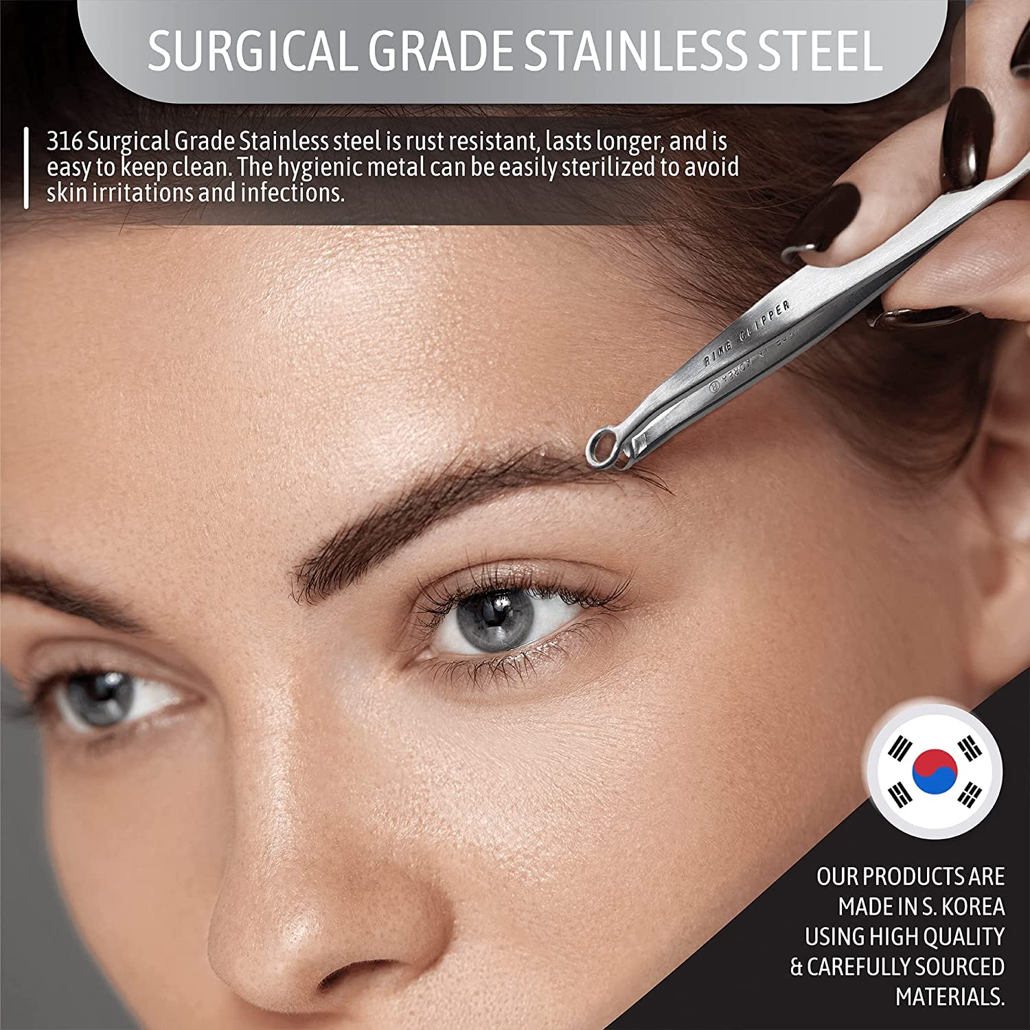rinocos [Made in Korea] Hand-Made Nose Hair Trimmer for Men - Nasal Clippers, Nose Hair Clippers, 304 Surgical-Grade Stainless Steel, Eyebrow Trimmer, Third-Generation Craftmanship (Black)
