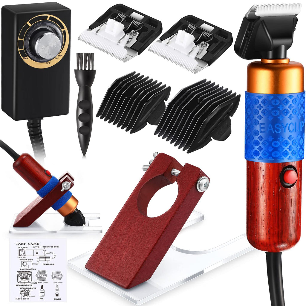 Landhoow Carpet Trimmer with Shearing Guide - 200w Electric Speed Adjustable Rug Tufting, Carver Clippers for Low Noise, Handmade Rug Cleaning and Tuft, 2 Blades, 1 Power Adapter, Etc(Dark Brown)