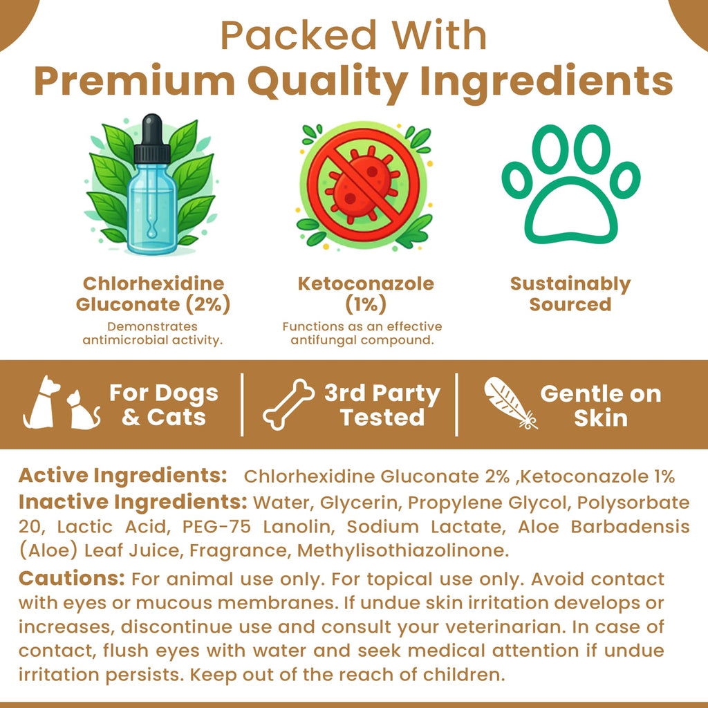 Petscy Keto Skin Relief Mousse for Dogs & Cats – 2% Chlorhexidine & 1% Ketoconazole – No-Rinse, Non-Greasy Mousse for Itchy, Dry, or Irritated Skin – Soothing Aloe, Easy Application - 7 fl oz