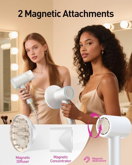 Skiennix High-Speed Hair Dryer - 160,000 RPM Brushless Motor for Ultra-Fast Drying | White with Diffuser