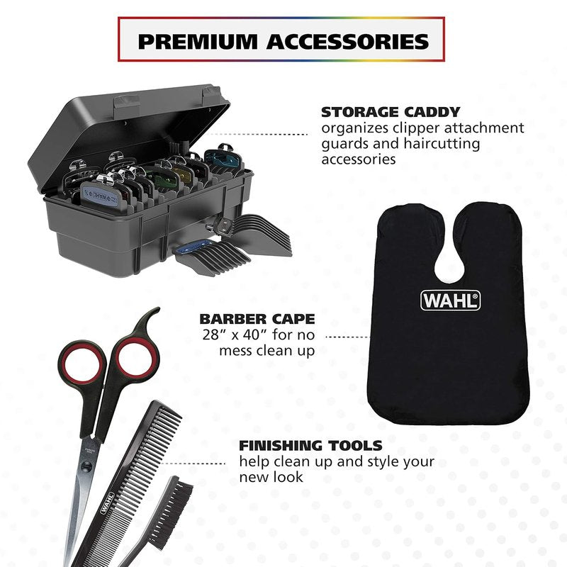 Wahl USA Pro Series Platinum Corded Clipper & Trimmer - Home Haircutting with Color-Coded Combs | Model 79804-100