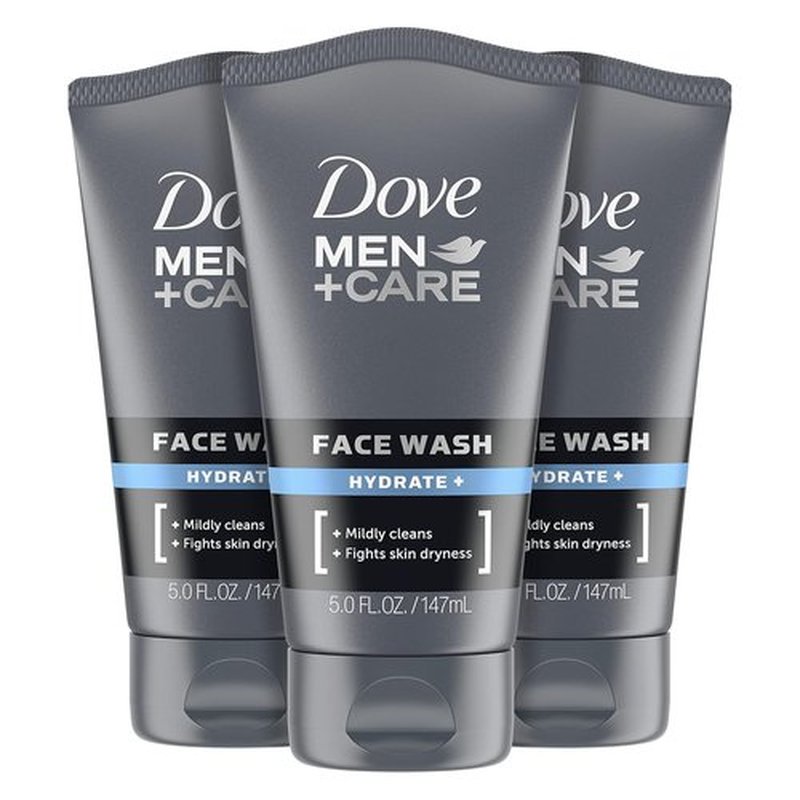 DOVE MEN + CARE Face Wash - Hydrate Plus Skin Care Formula, 5 Oz | Pack of 3