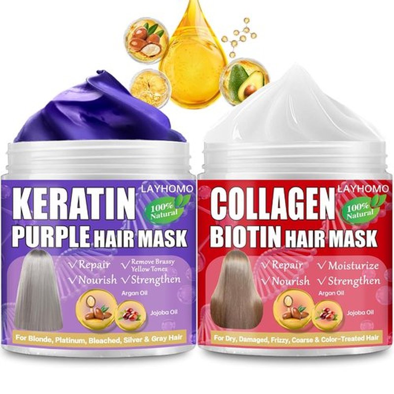 **Skiennix Keratin Hair Treatment - Purple Hair Mask for Brassy Blonde & Platinum Hair | Deep Conditioner with Biotin & Argan Oil**