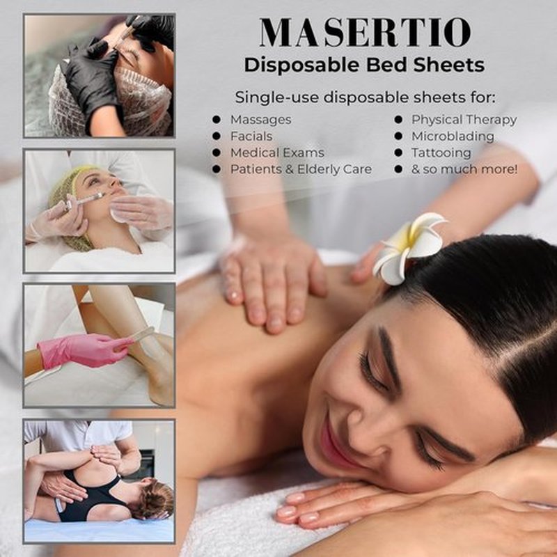 Disposable Massage Bed Cover - Non-Woven, Crinkle-Free Sheets for Spa & Tattoo Use | 31.5 x 71 Inches (60 Sheets)