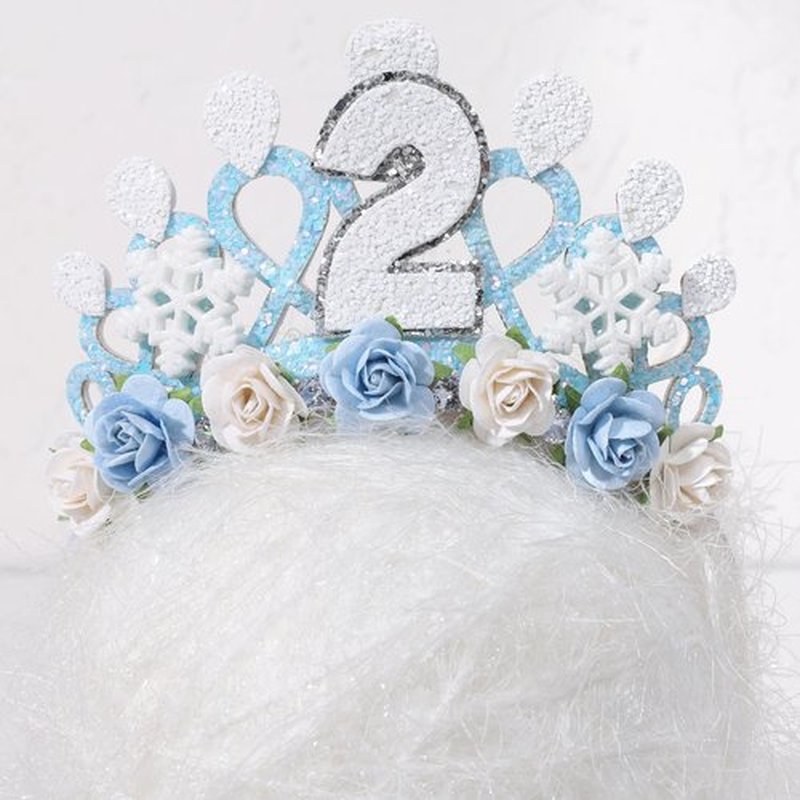 Jissoo Snowflake Ice Queen Crown - 2nd Birthday Tiara, Snow Queen Tiara Alice Band Headband, Party Props, Girl Gifts (Frozen-2), Small