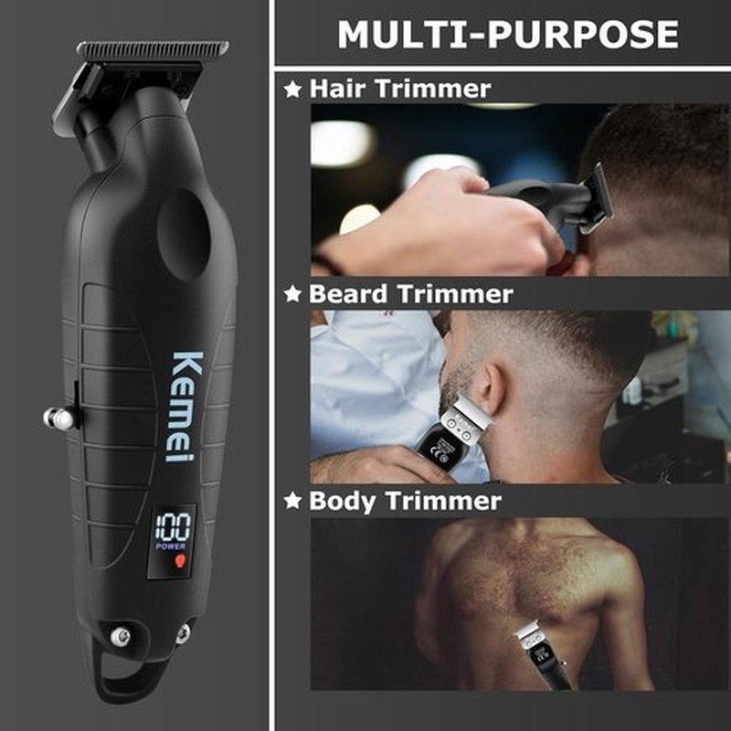 KEMEI 2293 Professional Hair & Beard Trimmer - Cordless T Blade Clippers for Barbers