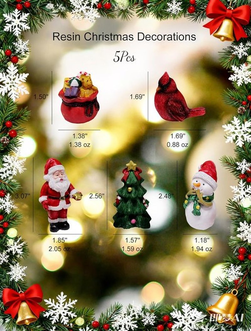 Skiennix Christmas Miniature Figurines - Small Resin Santa Claus Ornaments for Holiday Decor | Winter Party Favors
