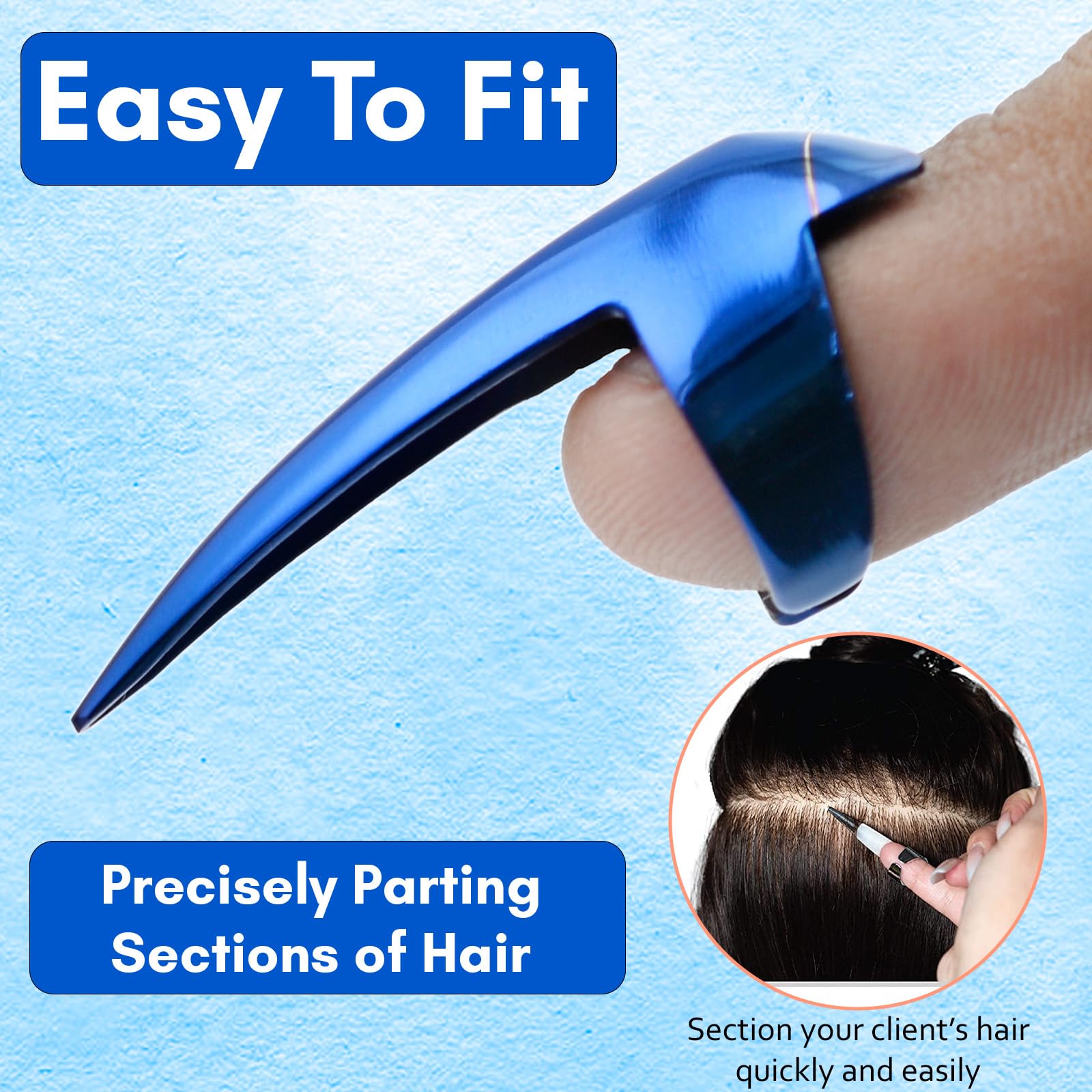 Pro Hair Parting & Sectioning Rings - Stainless Steel Finger Braiding Hair Pick Tools for Durable Dreadlocks Wig, Curling, Weaving, Styling, Balayage, & Quick Installation of Remy Human Hair Extensions Hair Styling Tools