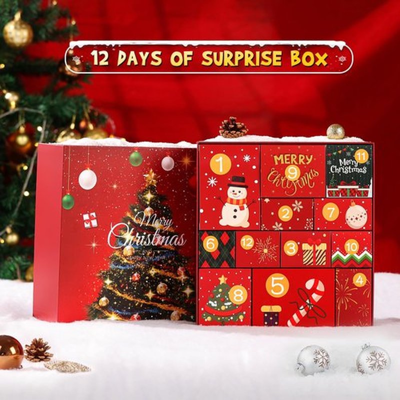 Joyliss Christmas Gift Baskets for Women, Christmas Advent Calendars 2025 for Adult Women and Teen Girls, Luxury Spa Self Care Christmas Gifts Basket Countdown Calendar for Mom Wife Girlfriend Red