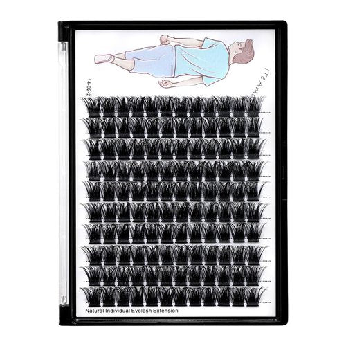 Dedila Large Tray-Grafted Wide Stem Individual False Eyelashes Thick Base 120 Clusters D Curl Natural Long Volume Eye Lashes Extensions Dramatic Look 8-20mm Available (14mm)