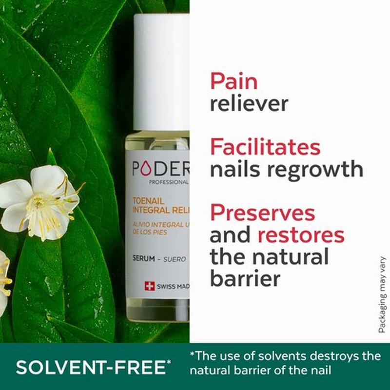 PODERM – 2 in 1 TOENAIL INTEGRAL RELIEVER – Soften Nail – Toe and Fingernail Pain Reliever – Emollient properties - 100% Natural Ingredients and Vegan – Quick & Easy – Swiss Made