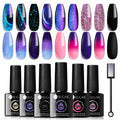 UR SUGAR Glitter Gel Nail Polish Set, 6 Colors Glitter 9D Cat Magnetic Eye Black Nail Polish Color Changing Gel Polish Kit Hot Pink Purple Gold Colors Soak Off Nails Kit Manicure Gift for Women