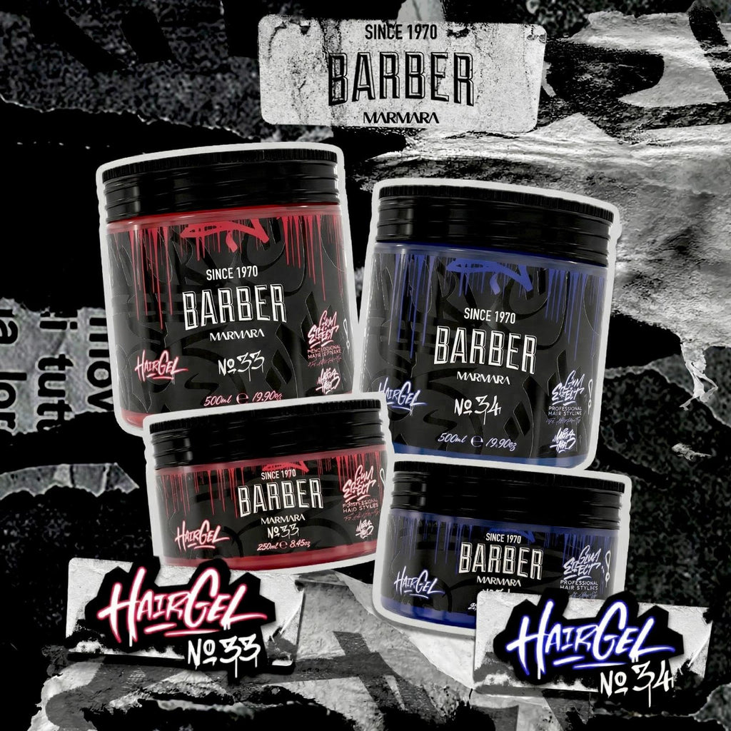 barber marmara No 34 Hair Styling Gel for Men Strong Hold, Long-Lasting Volume, No Residue, Style Wet Or Dry Masculine Fresh Barber Quality Finish 16.9 fl oz