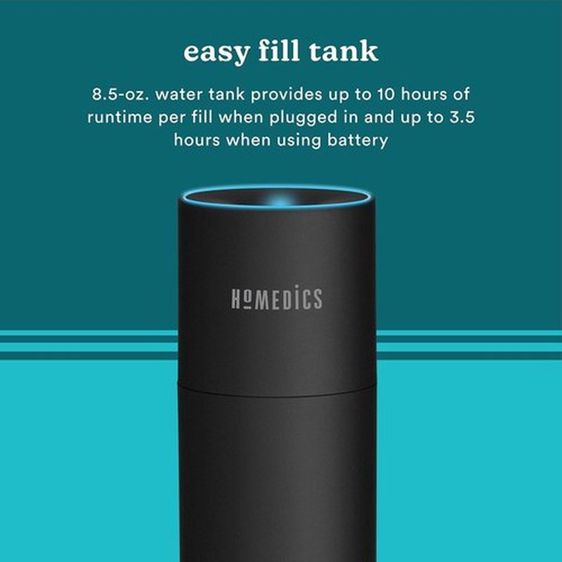 Homedics Portable Humidifier - Cool Mist Air Humidifier with Color-Changing Light | Compact for Travel & Office