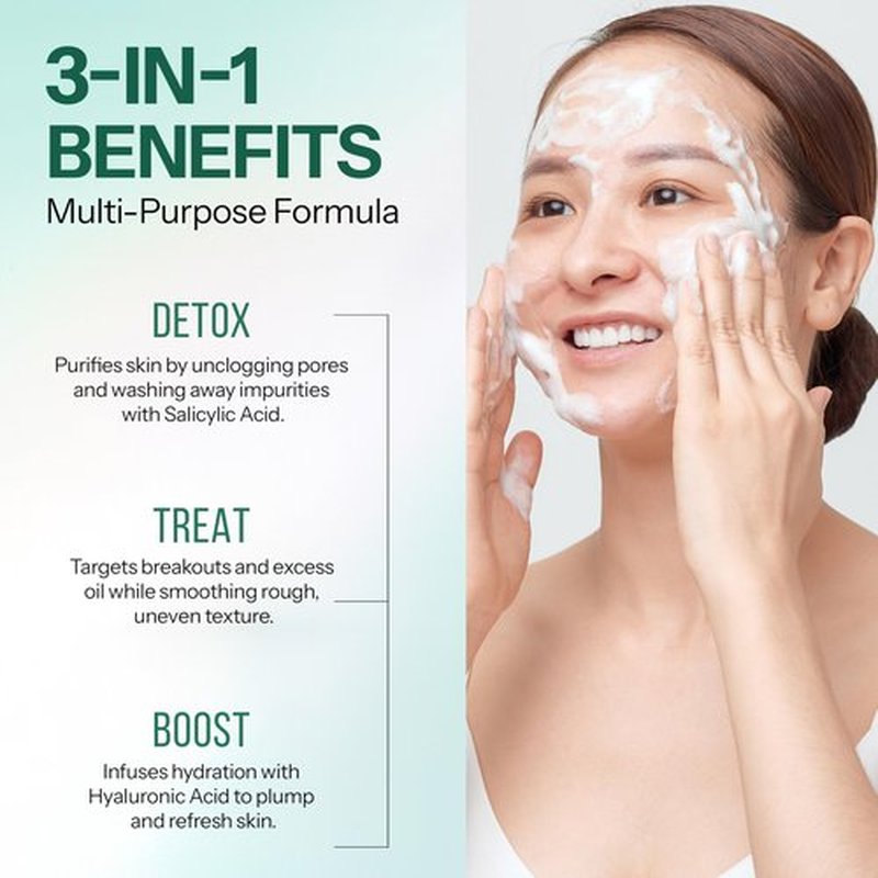 Fortify Skincare Facial Cleanser with Hyaluronic & Salicylic Acid – 3-in-1: Detox, Treat, Boost – Foaming Face Wash For Oily & Acne-Prone Skin – Dermatologist Tested, – Clean Beauty – 5.07 Fl Oz