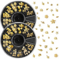 Winsyison 2 Disc Ocean Nail Art Charms, 3D Metal Nails Stickers, Beach Starfish Seashell Decals Manicure DIY Embellishments for Women- Gold
