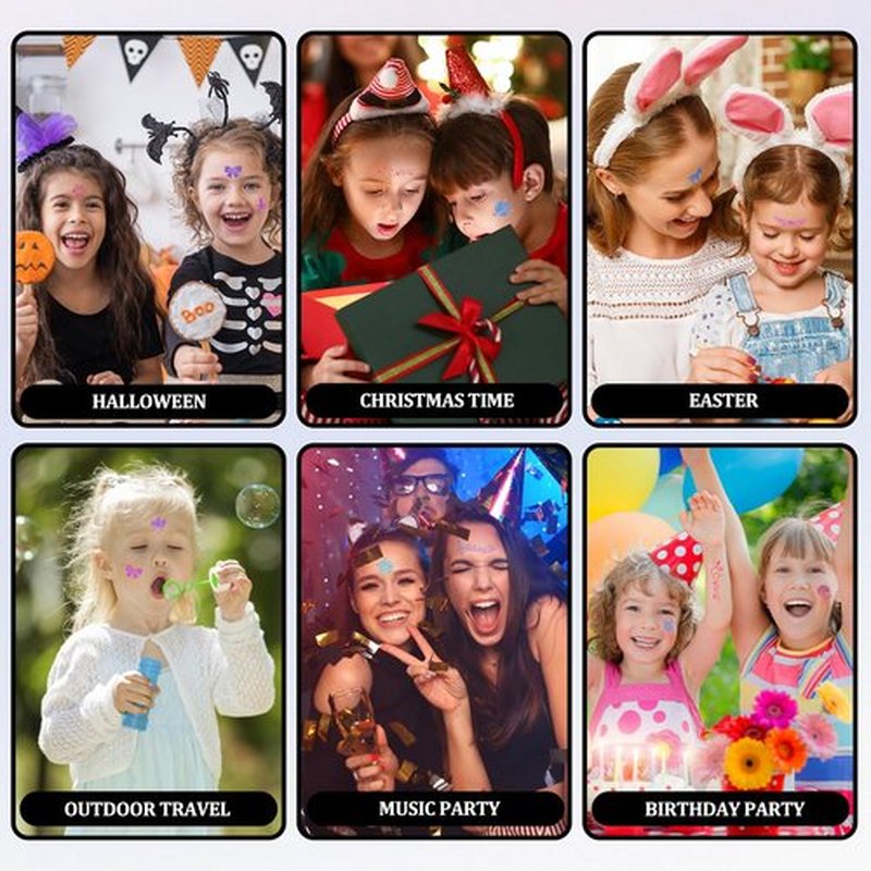 378 Pcs Temporary Tattoos Stencils for Kids, Face and Body Paint Stencils Kit.