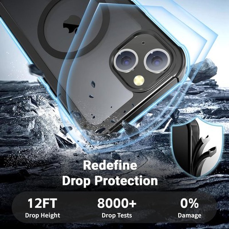 Jaroco Magnetic iPhone 13 Case - Military Grade Drop Protection | Shockproof 2-Layer Bumper 6.1'' Black