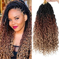 8 Packs Goddess Locs Crochet Hair 14 Inch, Boho Style Locs Pre Looped with Curly Ends, Faux Locs Crochet Hair for Black Women 1B/30/27