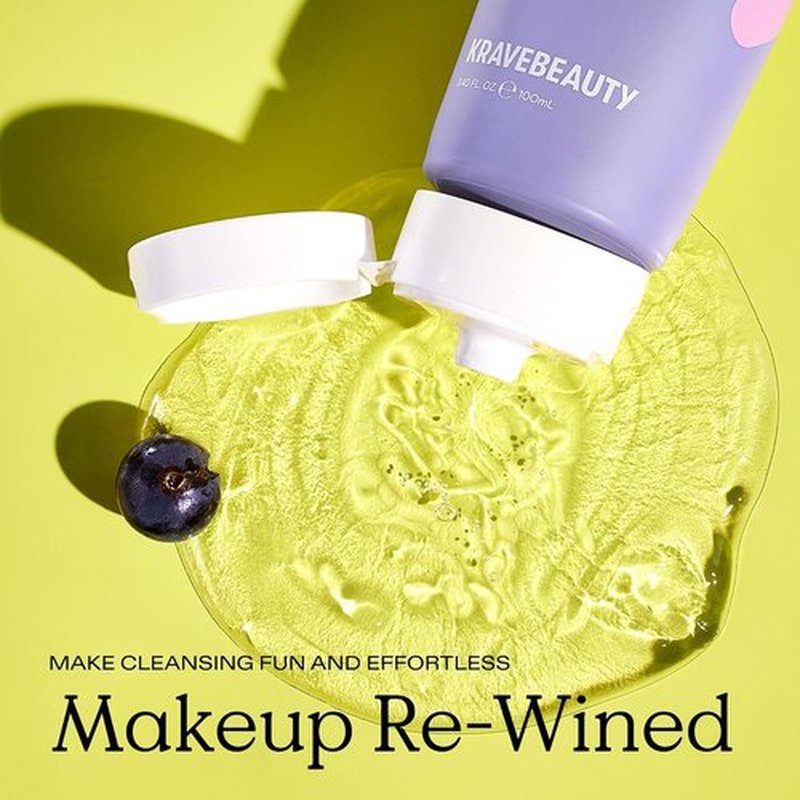 KraveBeauty Makeup Re-Wined Cleansing Oil - Fragrance-Free Jelly Oil Cleanser for Waterproof Makeup | 100 mL