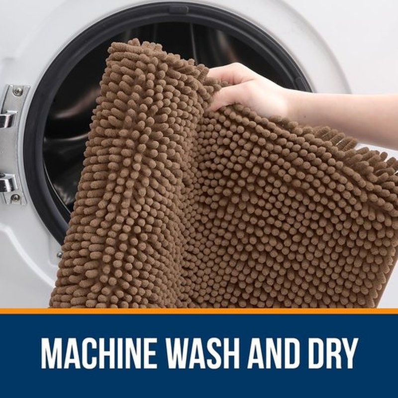 OLANLY Bathroom Runner Rugs - Extra Soft Chenille Bath Mat with Rubber Backing | 70x24 Mocha, Quick Dry & Machine Washable