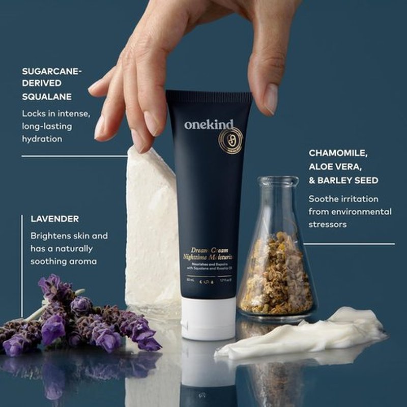 Onekind Night Moisturizer - Hydrating Dream Cream for Anti-Aging with Squalane & Rosehip | 1.7 oz