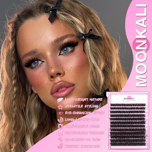 MOONKALI Lash Clusters Wispy 100D Volume Eyelash Clusters 12-20mm Mix Length Individual Lashes D Curly Cluster Eyelash Extensions Mink Thick Volume Eyelashes Extension Clusters for Beginners
