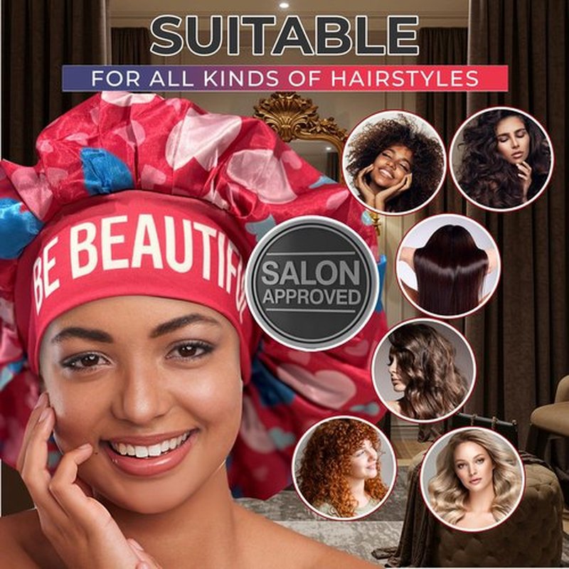BE BEAUTIFUL EXTENSIONS Premium Silk Satin Sleeping Bonnet & Hair Cover for Protection, Moisture Retention, Frizz Control, Tangle-Free, Elastic Closure, Adjustable Fit, & All-Night Comfort - Hot Pink