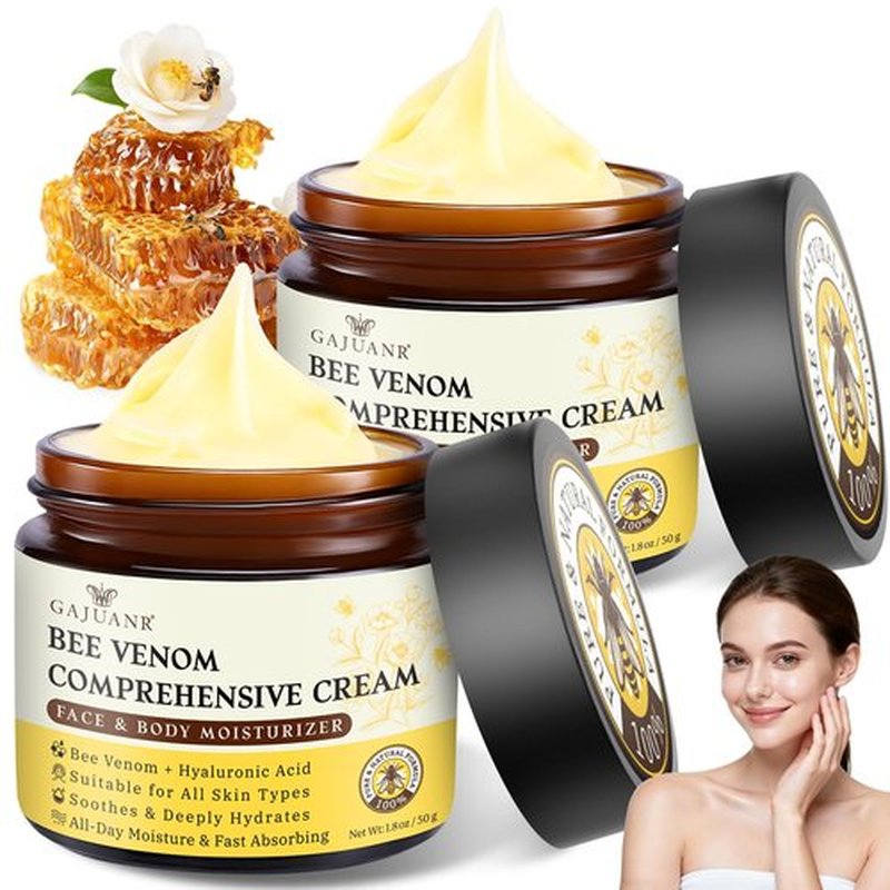 GAJUANR Bee Venom Moisturizing Cream, All-in-One Nourishing Moisturizer with Hyaluronic Acid, Firming & Hydrating Face and Body Cream, Natural Gentle Formula for All Skin Types (50g * 2PCS)