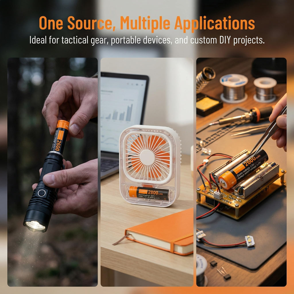 EcoSolutions 2600 mAh High Capacity Rechargeable Battery Case 2 Pack-with for Toy Cars,Small Electronic,Devices,headlamps, flashlights, Cameras,etc.