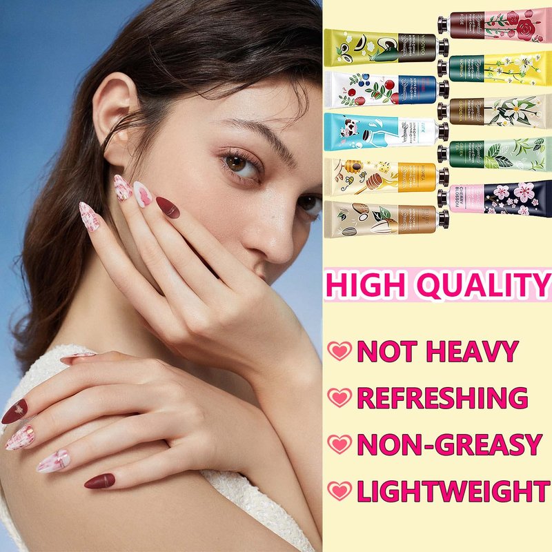 WENJLYJ 10 PCS Natural Plant Fragrance Hand Cream,Moisturizing Hand Lotion for Dry Cracked Hands Mini Travel Hand Lotion Hand Care Cream Gift Sets for Women