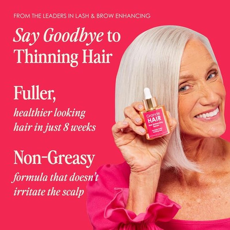 Grande Cosmetics Hair Serum - Promotes Thickness for Thinning Hair | Safe for Color-Treated Hair