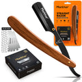 Markhor® Straight Razors for Men with 100 Single Edge Razor Blades | Rose Wood Matte Black Barber Straight Razor | Straight Edge Razor | Barber Razor Blade | Navajas Para Barbero