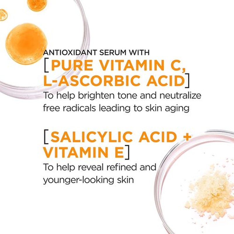 L'Oreal Paris Revitalift Vitamin C Serum - Brightening Face Serum with Vitamin E & Salicylic Acid, 1 oz