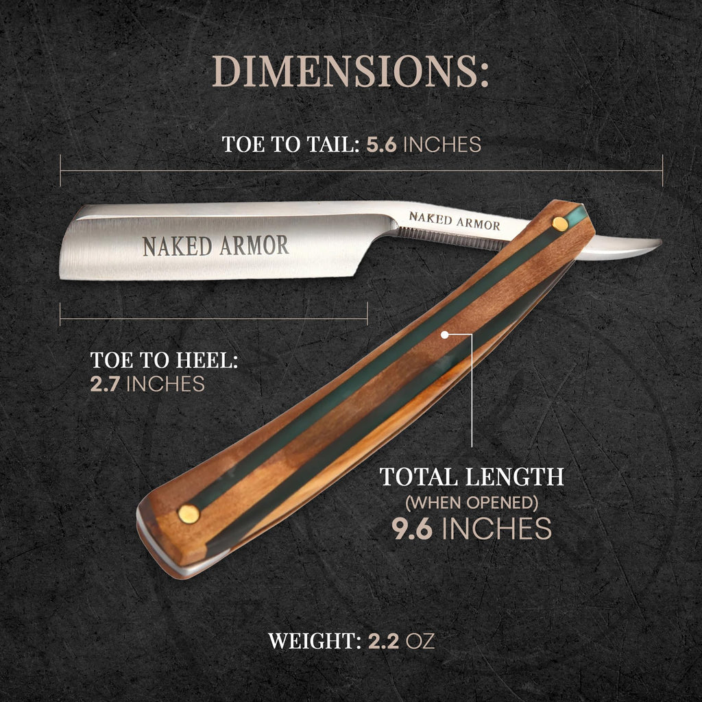Naked Armor Lac Straight Razor - Shave Ready 7/8" Spike Nose Japanese Steel Straight Razors for Men with Sandalwood Scale, Case Included, Close Shave