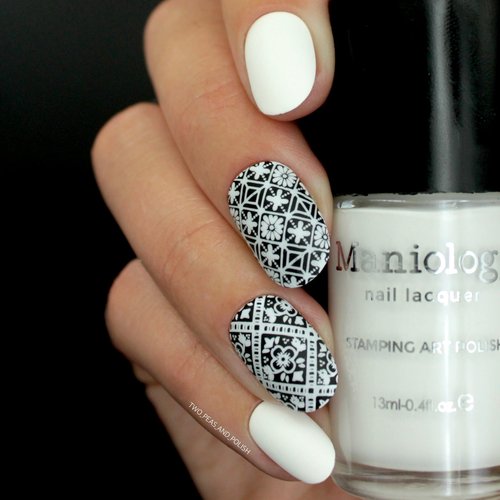 Maniology Black & White Duo Stamping Polish Set | Basic & Essential, Primary Colors – 13ml Lacquer Bottles for Crisp Nail Art Design & Full-Coverage DIY Manicures