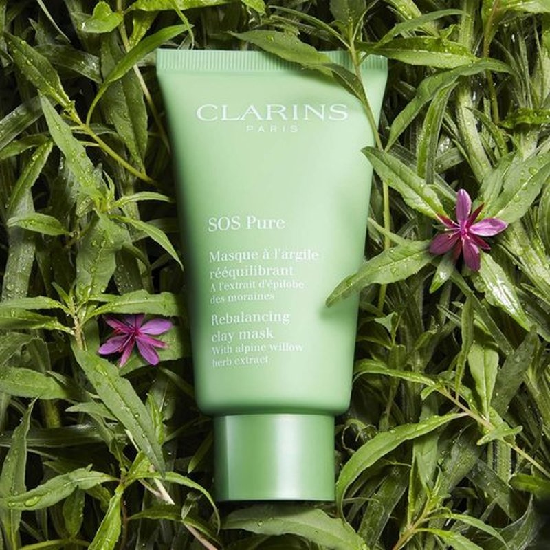 Clarins SOS Pure Rebalancing Clay Mask - Purifies & Tightens Pores for Oily/Combination Skin | 10-Minute Treatment