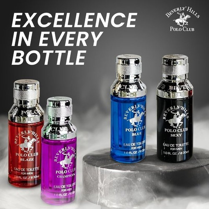 Beverly Hills Polo Club Men's Cologne Gift Set - 4 Premium Scents in Deluxe Tin Box | Perfect Travel Collection
