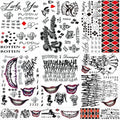 JEEFONNA 22 Sheets Halloween Temporary Tattoos, Perfect Halloween Joker Face Tattoos for Costumes, Halloween Party Accessories and Cosplay (Mixed's)