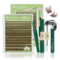 KEYYOU LASH Extension Kit 144Pcs Angel Lash Clusters Kit Thick Eyelash Extension Kit with Glue and Seal,Tweezers,Remover for DIY lash extension kit at Home（Kit-Angel A06-D-8-18MIX）
