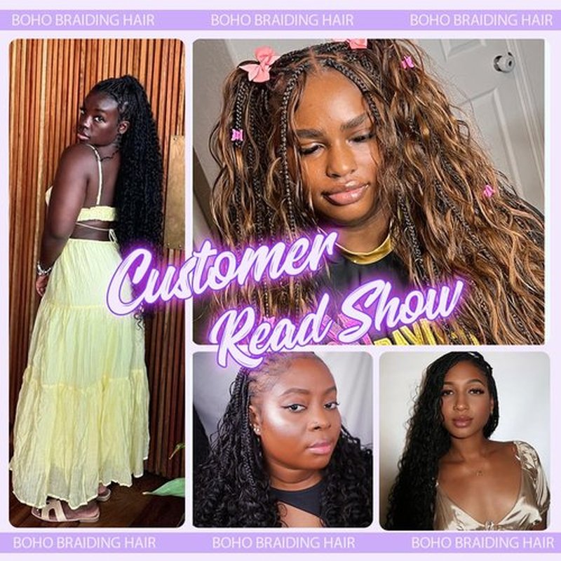 Boho Human Hair for Braiding #4/27/30 100% Brazilian Human Braiding Hair 100G Deep Wave Braiding Human Hair for Boho Braids 18 Inch