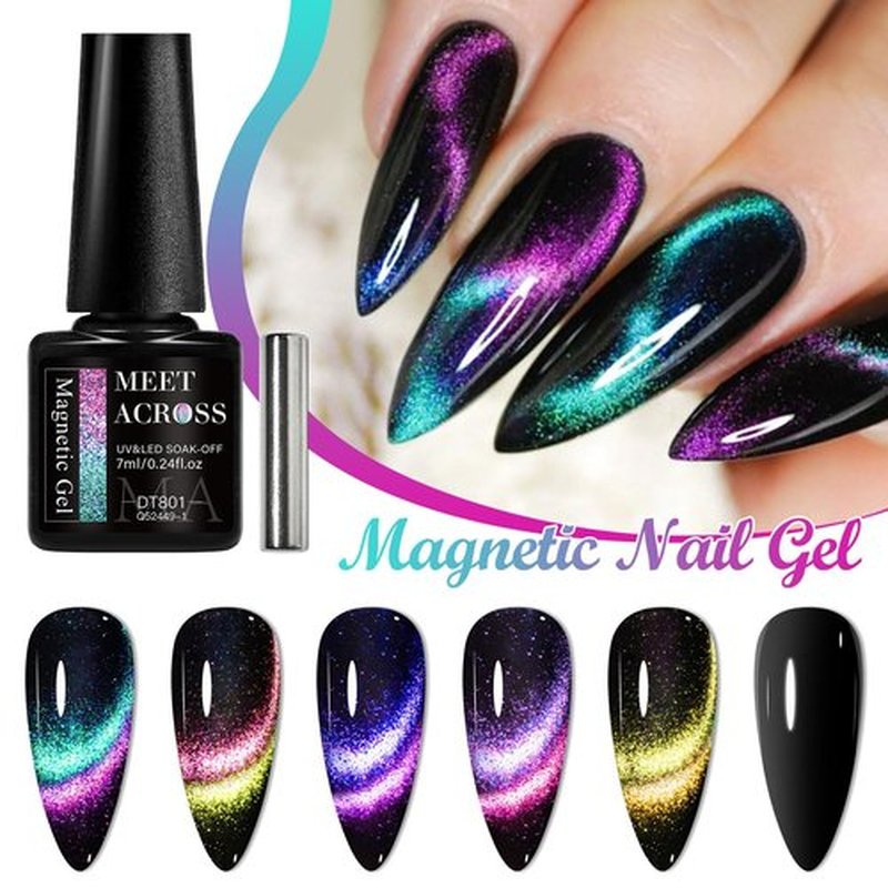 MEET ACROSS 8pcs Cat Eye Gel Nail Polish Set,Soak off UV LED Lamp Gel Nail Polish Cat Eye Gel Set (SET-7, 8pcs)