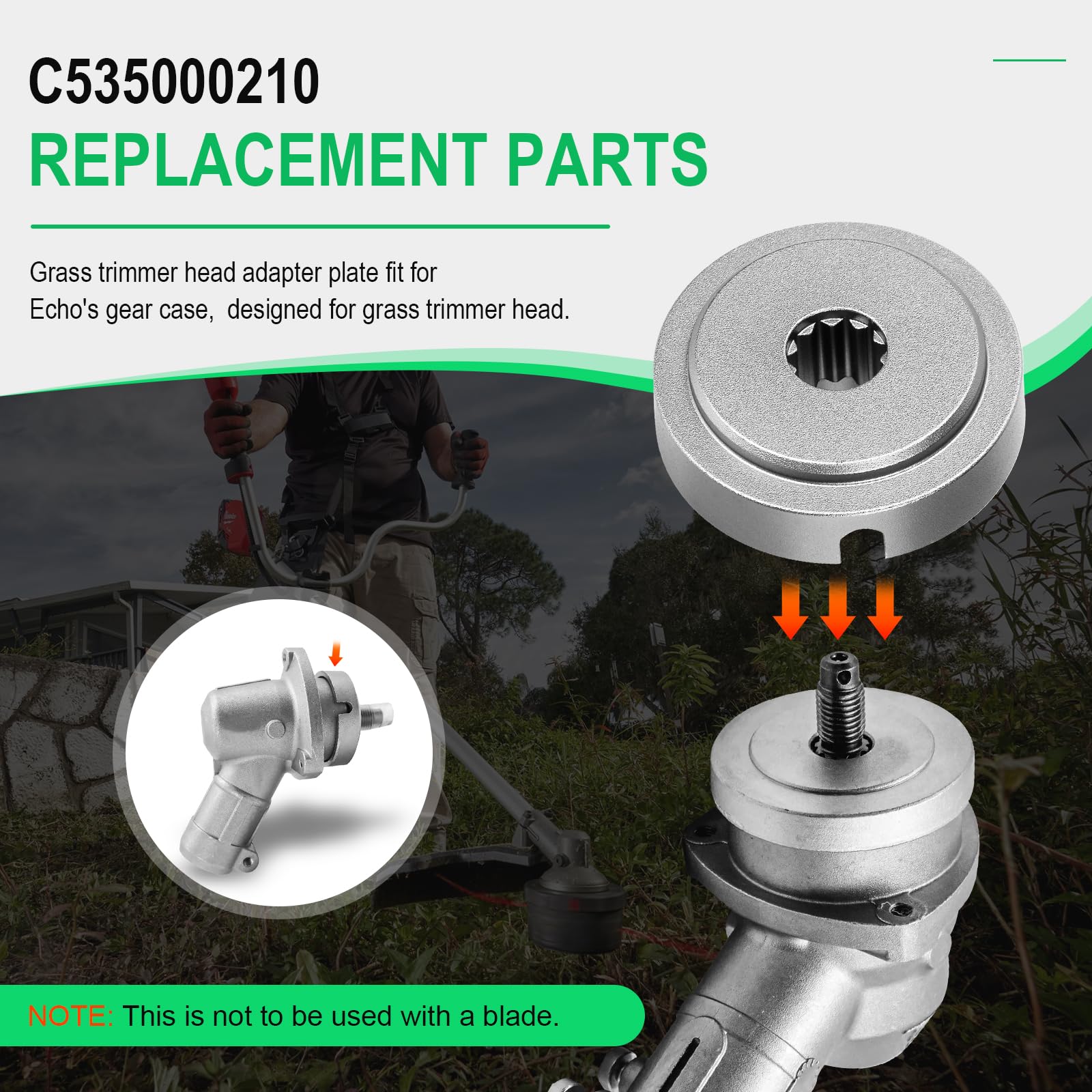 C535000210 Grass Trimmer Adapter Plate Fit for Echo String Trimmer Head, Blade Adapter Replacement Parts for Echo Blade Conversion Kits Used on SRM-225 SRM-280 SRM-266 SRM-210 SRM-211 SRM-251 SRM2620