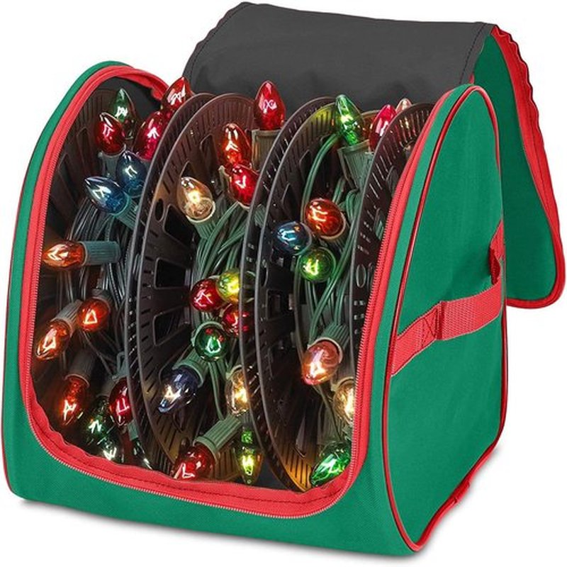Premium Christmas Light Storage Bag - Heavy-Duty 600D Tear-Proof Material | Stores Up to 375 Ft of Mini Lights - Green with PVC Lining