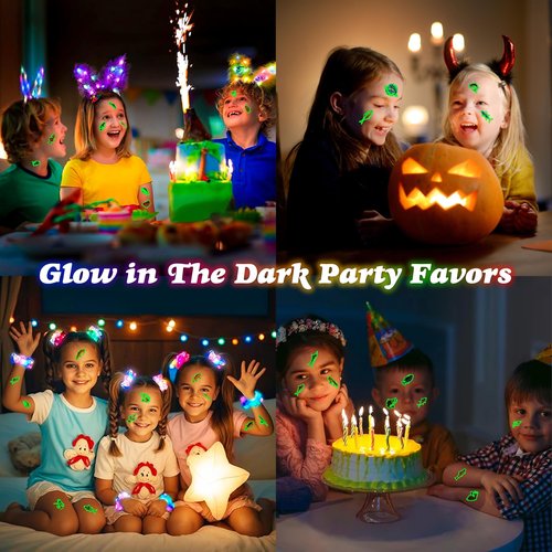 96 PCS Fishing Pre-Cut Luminous Temporary Tattoos Birthday Party Decorations Favors Supplies Decor Gone Fishing Fisherman Glow in The Dark Stickers For Girls Boys Gift School Prizes Rewards (Luminous)