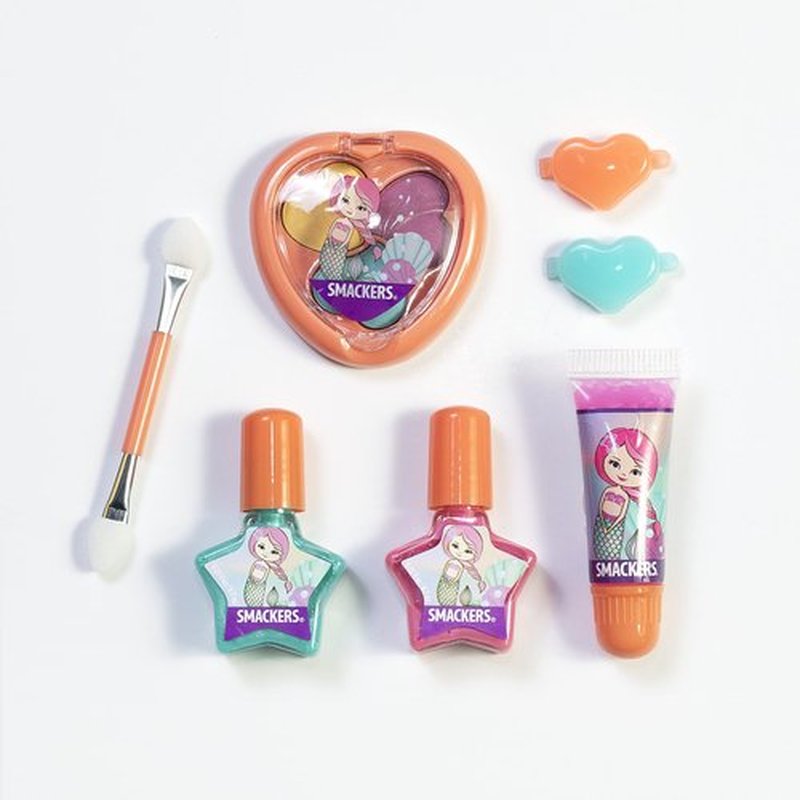 Lip Smacker 9-Piece Beauty Collection Set, Mermaid-Themed Makeup, Includes Lip Balms, Glosses, and Nail Polishes, Fun Flavors, Cruelty-Free & Vegan