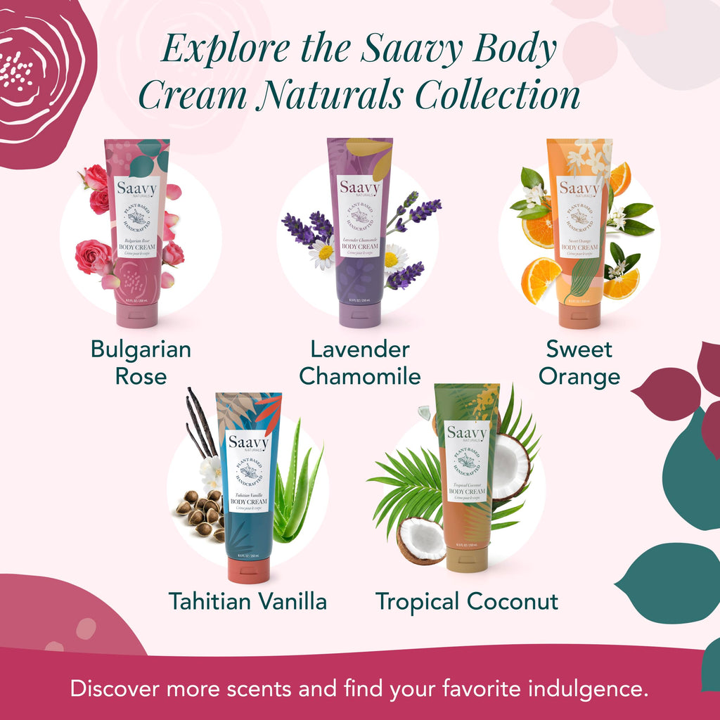 Saavy Naturals Body Cream | Made In USA | Absorbent Shea Butter Vegan Formula, Thick and Creamy Body Moisturizer, Body Lotion for Dry Skin- 8.5 Fl Oz