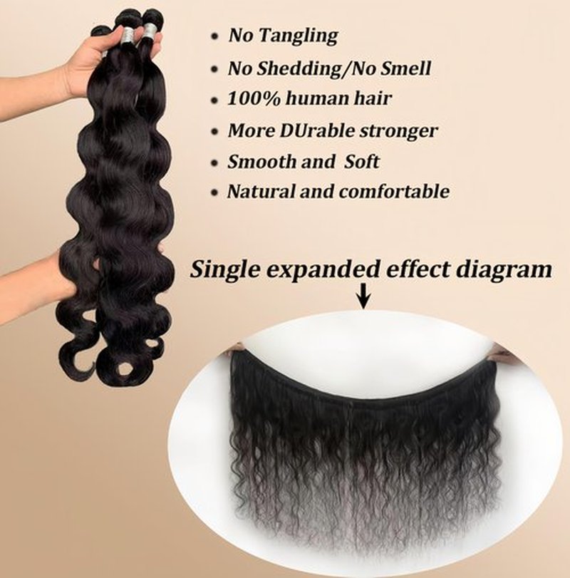 12A Unprocessed Brazilian Human Hair Body Wave human hair bundles 3 Bundles 18 20 22 Inch Natural Black soft Smooth Double Weft Quick Weft Extensions for Women